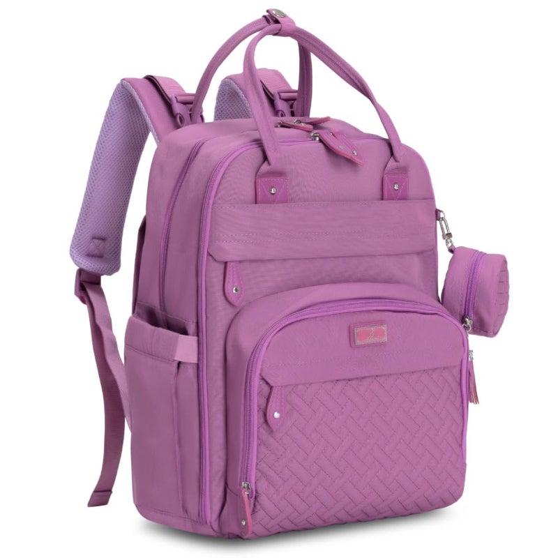 BabbleRoo Diaper Bag Backpack - Baby Essentials Travel Tote - Multi function Waterproof Diaper Bag, Travel Essentials Baby Bag with Changing Pad, Stroller Straps & Pacifier Case - Unisex, Purple - Image 1