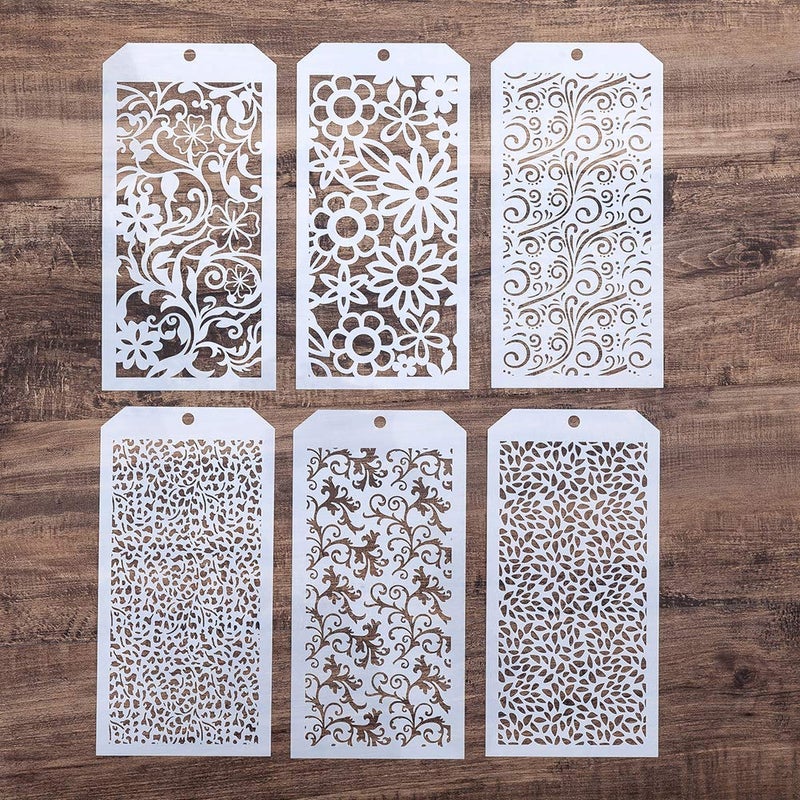 SLGIFT DIY Decorative Stencil Template for Scrapbooking Painting on Wall Furniture CraftsSet of 6 Seamless Flower