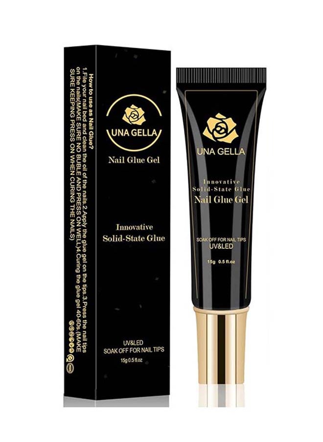 UNA GELLA - Soft Gel Nail Tips Glue Gel Solid Nail Glue Gel 15ml Lamp Curing Needed Solid Soak Off Glue Super Strong Nail Glue Gel For Acrylic Nails Extension Fake Nails Press On Nails - Image 1