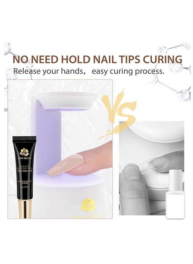 UNA GELLA - Soft Gel Nail Tips Glue Gel Solid Nail Glue Gel 15ml Lamp Curing Needed Solid Soak Off Glue Super Strong Nail Glue Gel For Acrylic Nails Extension Fake Nails Press On Nails - Image 1