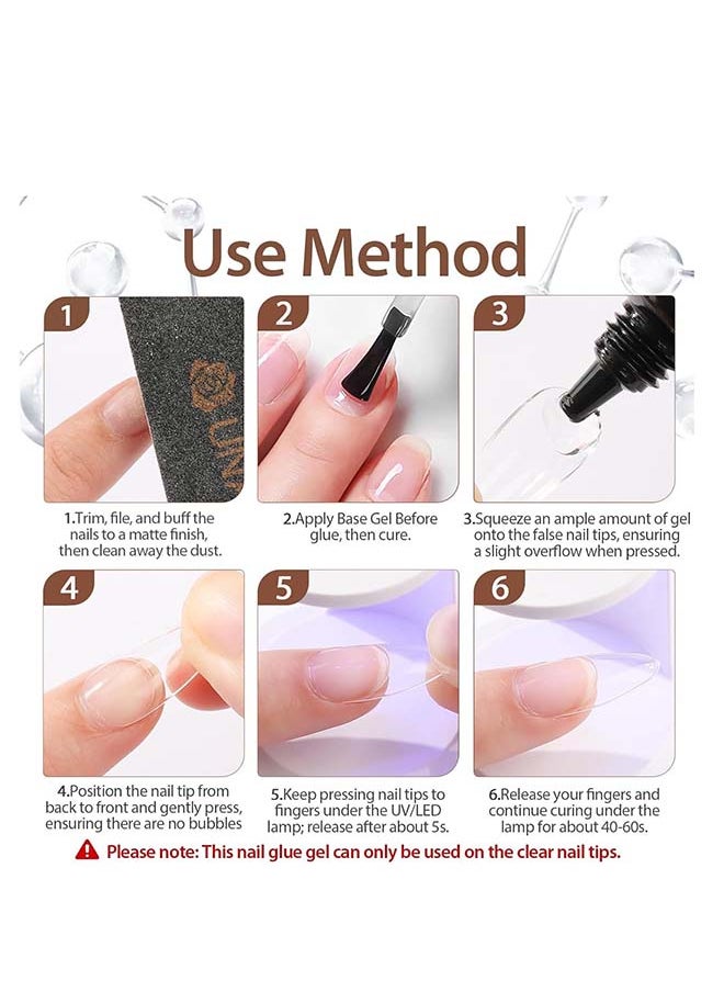 UNA GELLA - Soft Gel Nail Tips Glue Gel Solid Nail Glue Gel 15ml Lamp Curing Needed Solid Soak Off Glue Super Strong Nail Glue Gel For Acrylic Nails Extension Fake Nails Press On Nails - Image 1