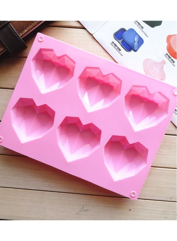 6 تجويف الماس الحب سيليكون قالب الكعكة سيليكون ثلاثية الأبعاد شكل قلب كعكة فندان قالب الخبز النمذجة ديكور - Image 1