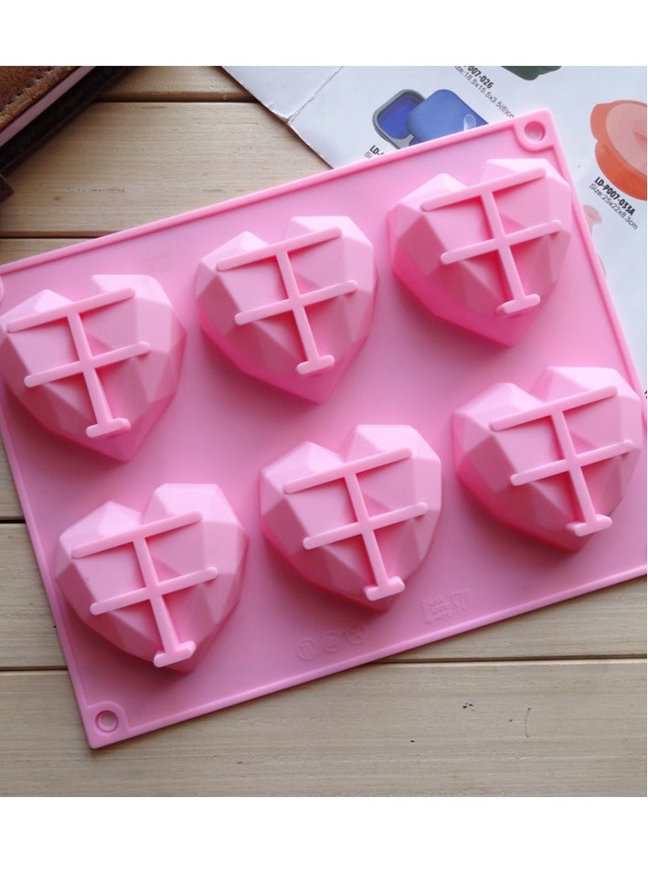 6 تجويف الماس الحب سيليكون قالب الكعكة سيليكون ثلاثية الأبعاد شكل قلب كعكة فندان قالب الخبز النمذجة ديكور - Image 5