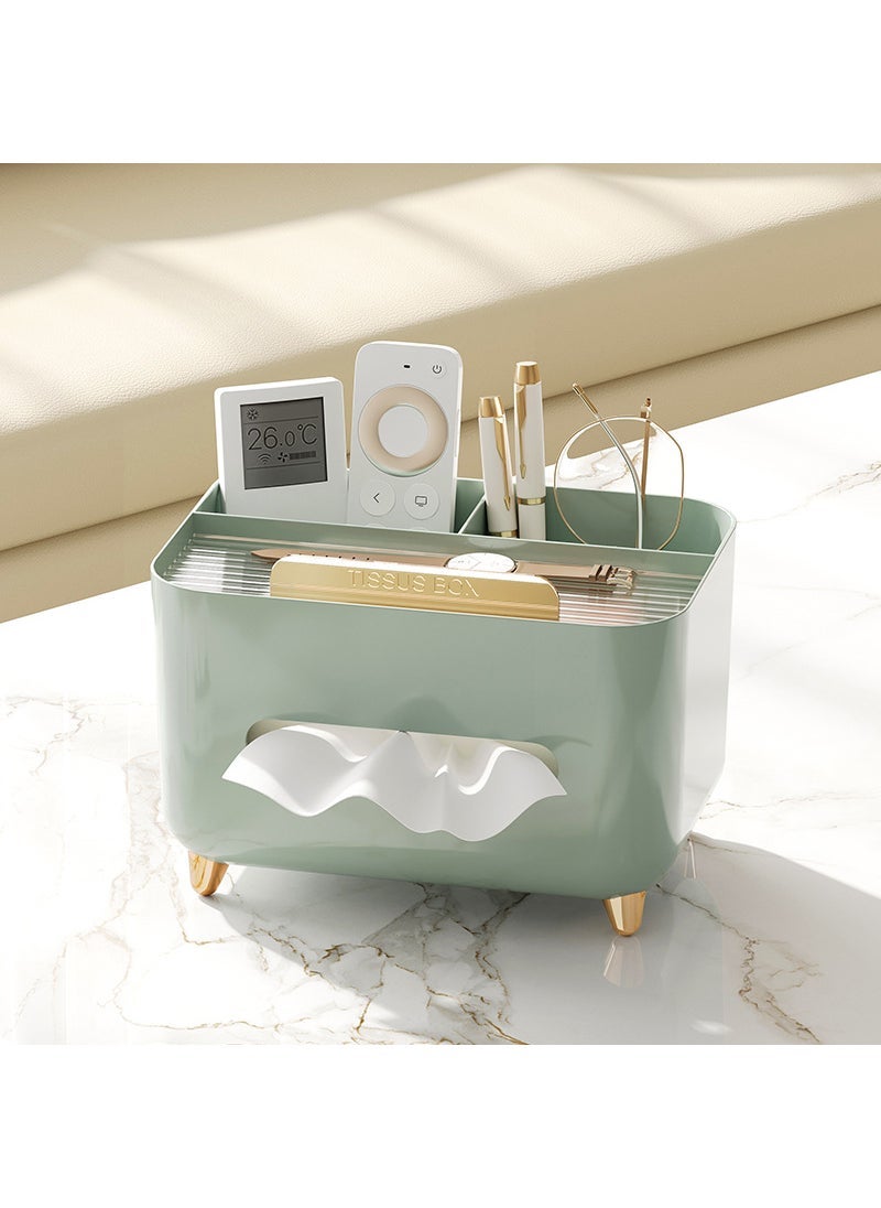 Luxury Desk Tissue Box with Remote Storage Light luxury Green Gold
