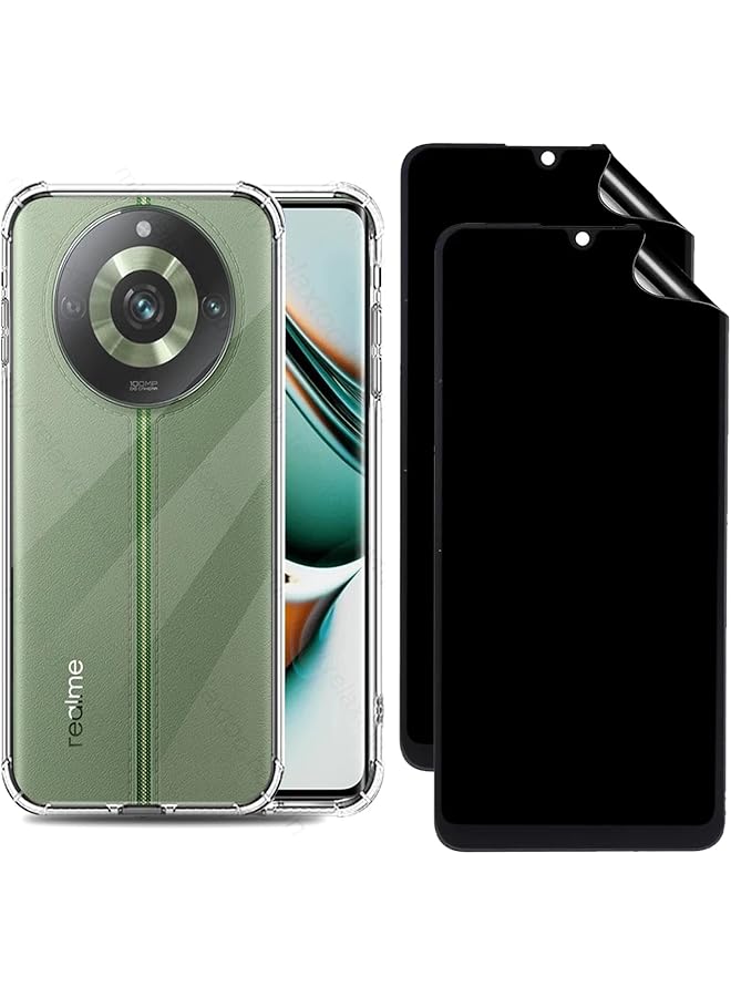 erorex 1 Plus 2Pcs Compatible With Realme 11 Pro Plus Plus Privacy Screen Protector And Case Cover Anti Peep Hydrogel Film Full Coverage Anti Spy Soft Tpu Protective Film Clear - Image 1