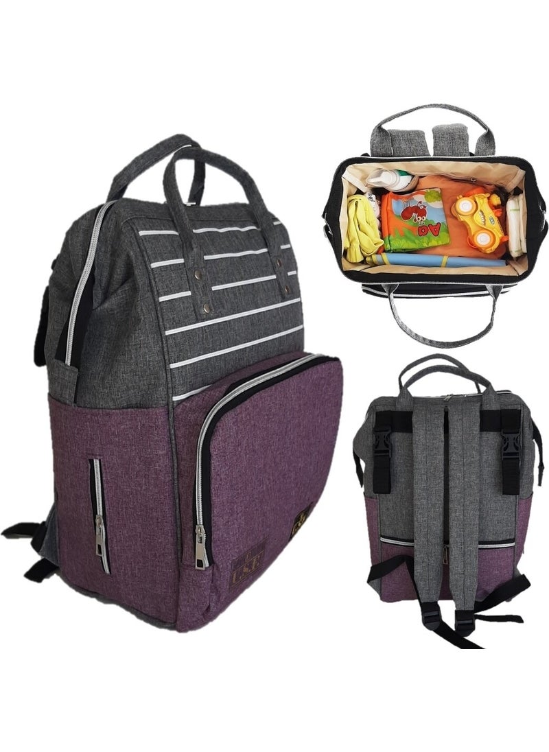 U.S.F Carrycot Baby Carrier Stroller + Mother Baby Care Bag - Gray Purple  - Image 2