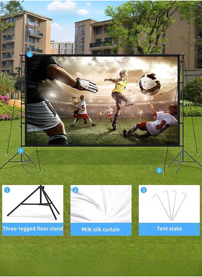 XiuWoo Projector Screen and Stand, 100 Inch Portable Outdoor,16:9 4K 1080p HD Movie,with Carry Bag for Indoor Outdoor Home Theater Camping Foldable Anti Crease  - Image 2