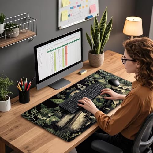 Mcapirivo Gothic Dark Botanical Large Gaming Mouse Pad 31.5"x15.7"｜XXL Desk Mat, Non-Slip Rubber Base & Stitched Edges - Extended Waterproof Mousepad for PC/Laptop/Office/Home Decor - Image 3