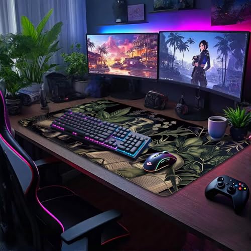Mcapirivo Gothic Dark Botanical Large Gaming Mouse Pad 31.5"x15.7"｜XXL Desk Mat, Non-Slip Rubber Base & Stitched Edges - Extended Waterproof Mousepad for PC/Laptop/Office/Home Decor - Image 2