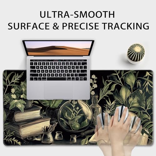 Mcapirivo Gothic Dark Botanical Large Gaming Mouse Pad 31.5"x15.7"｜XXL Desk Mat, Non-Slip Rubber Base & Stitched Edges - Extended Waterproof Mousepad for PC/Laptop/Office/Home Decor - Image 5