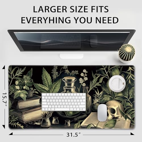 Mcapirivo Gothic Dark Botanical Large Gaming Mouse Pad 31.5"x15.7"｜XXL Desk Mat, Non-Slip Rubber Base & Stitched Edges - Extended Waterproof Mousepad for PC/Laptop/Office/Home Decor - Image 4