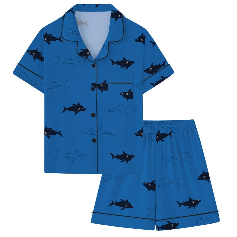 Umeyda Boys Sleeve Top and Shorts Snug Fit 100% Cotton 2 Piece Pajama Set, Blue Dink, for Ages 9-10 Years = Tag 150 - Image 1