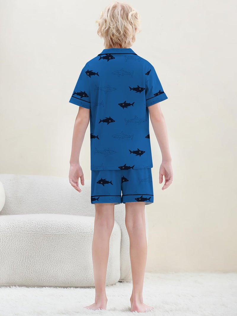 Umeyda Boys Sleeve Top and Shorts Snug Fit 100% Cotton 2 Piece Pajama Set, Blue Dink, for Ages 9-10 Years = Tag 150 - Image 5