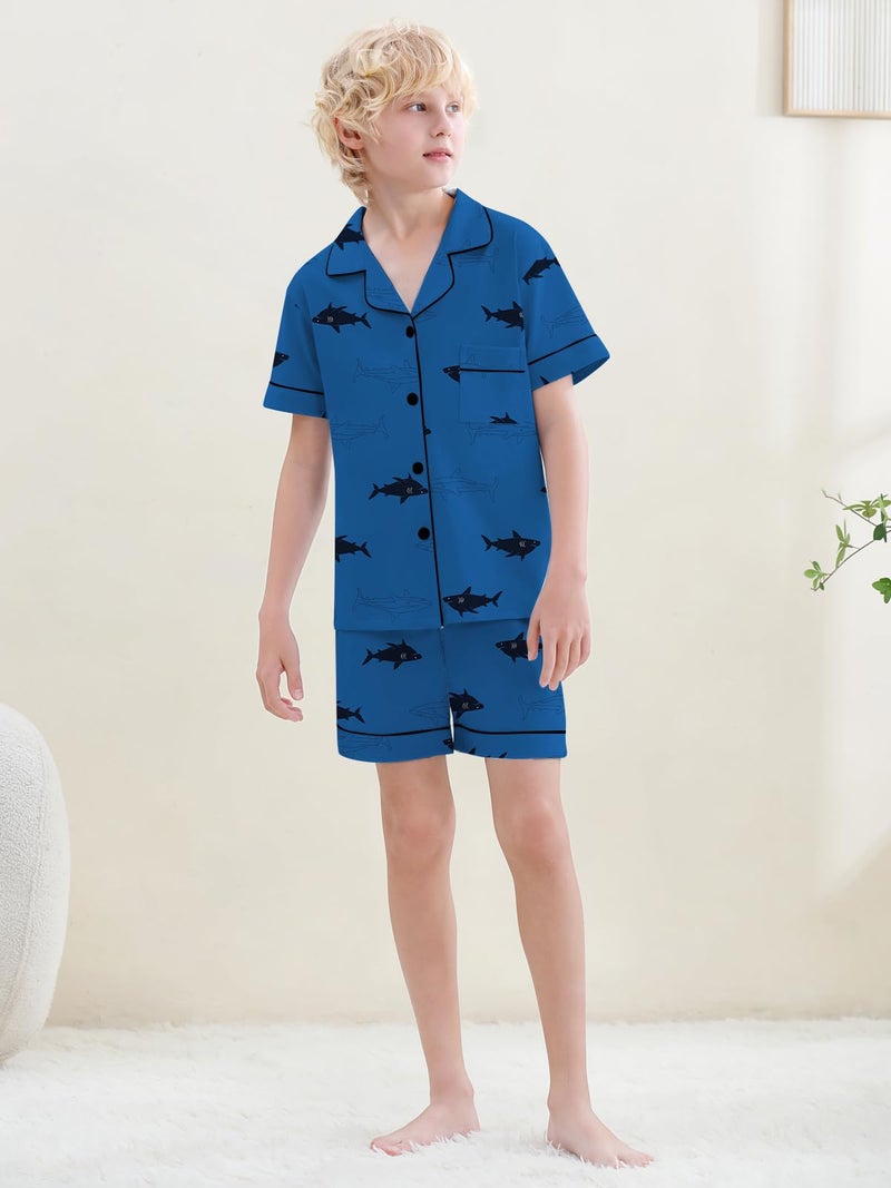 Umeyda Boys Sleeve Top and Shorts Snug Fit 100% Cotton 2 Piece Pajama Set, Blue Dink, for Ages 9-10 Years = Tag 150 - Image 4
