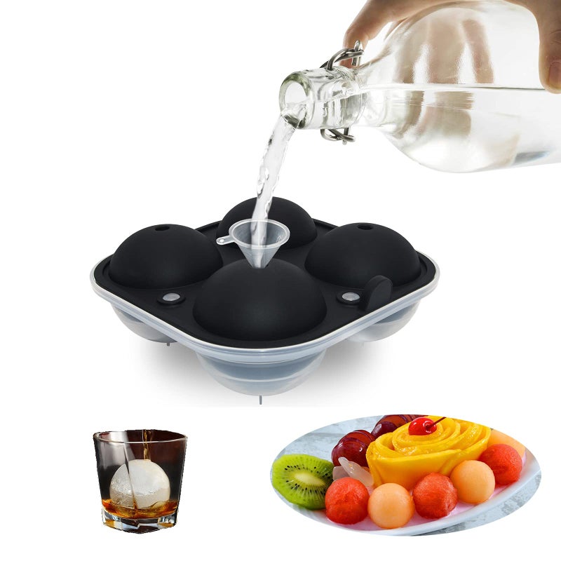 Silicone Ice Ball Maker Moulds66cm3in Sphere Ice Cube Moulds  Large Ice Cube Moulds Great for Kids with Candy Pudding Jelly Milk Juice Chocolate Moulds or Cocktails WhiskeyBlack Ice Cube Trays