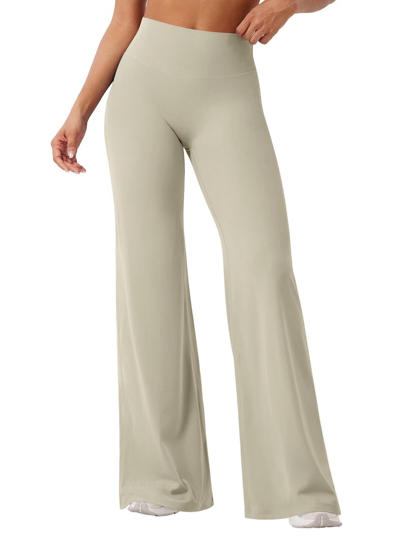 YEOREO Workout Leggings Womens No Front Seam Straight Leggings 33" High Waist Buttery Eddiy Gym Yoga Pants Light Sand S - Image 1