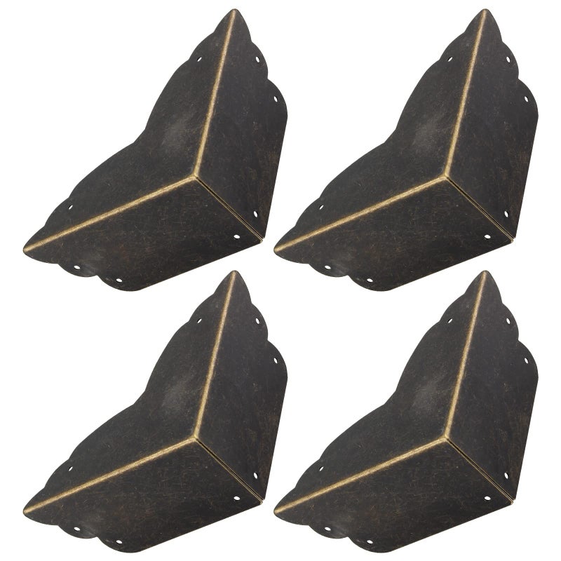 BokWin 4 Pcs Metal Furniture Corner Protectors276x276x118 Antique Bronze Safety Corner CoversSmall Edge Corner Guard for Box Table Cabinet