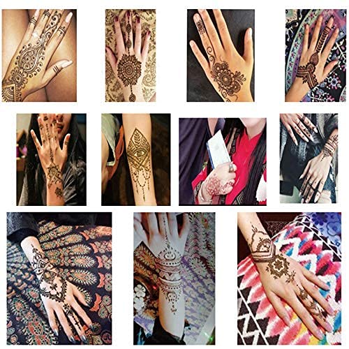 Xmasir 20 Sheets Henna Tattoo Stencil Kit,Temporary Tattoo Templates Indian Arabian Self Adhesive Tattoo Sticker for Face Body Art Paint - Image 5