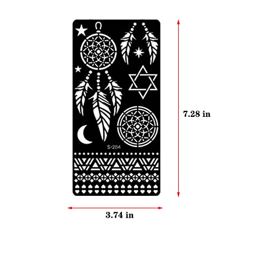 Xmasir 20 Sheets Henna Tattoo Stencil Kit,Temporary Tattoo Templates Indian Arabian Self Adhesive Tattoo Sticker for Face Body Art Paint - Image 2