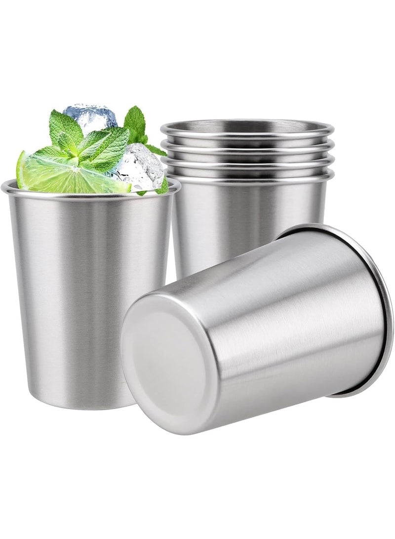 6 Pack 9 Ounce 260ml Stainless Steel Cups Shatterproof Pint Drinking Cups Metal Drinking Glasses for Kids and Adults - Image 1