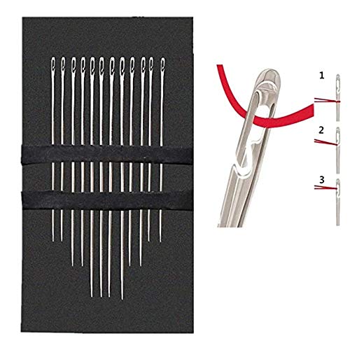Moira Self Threading Needles Pack of 12 (Silver, 3 Different Sizes Needles Set) - Image 1