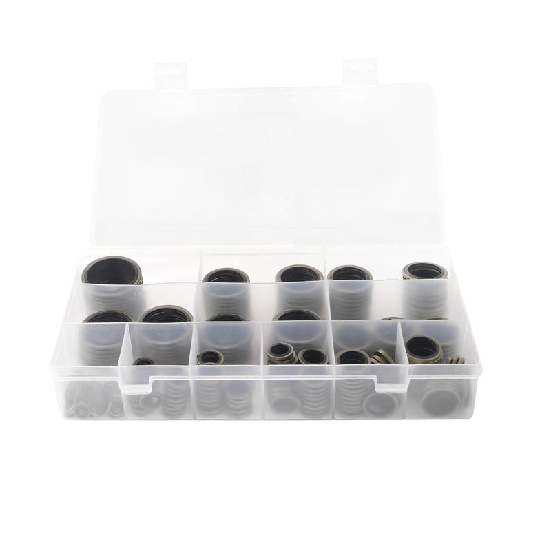 AUTOMAJOR 245pcs Oil Drain Plug Crush Washer Gasket Seal Assortment – 6 8 10 12 14 16 18 20 22 24 27 30 mm - Universal Fit 245pcs 12 Sizes Steel with Rubber Oil Plug Washers by - Image 5