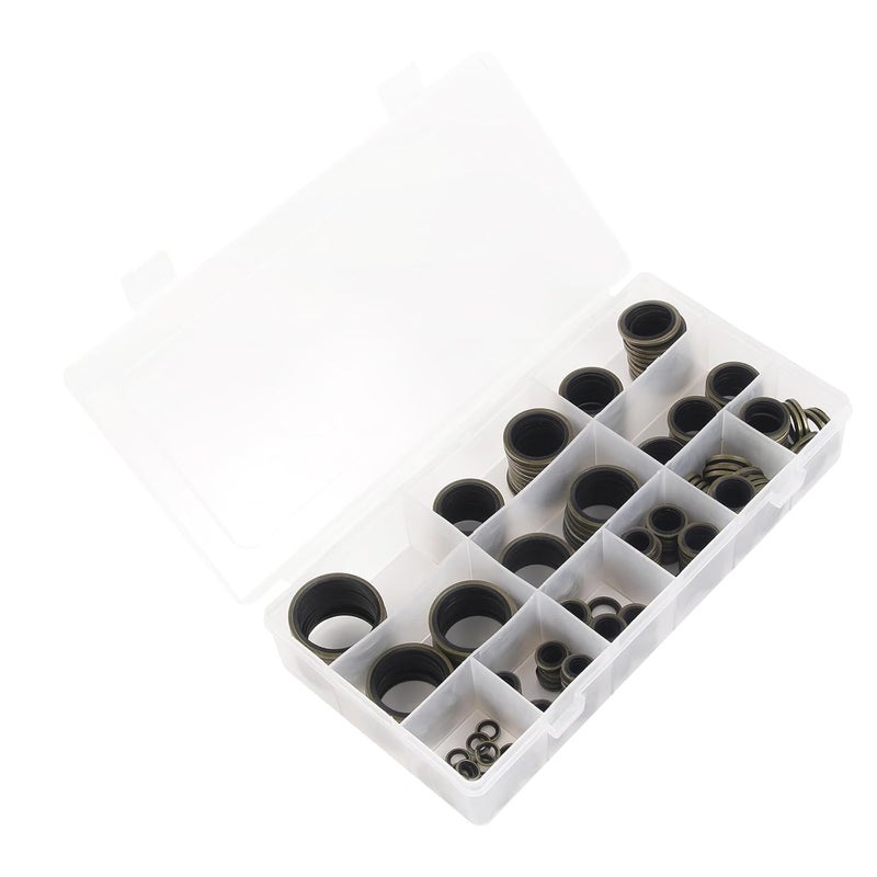 AUTOMAJOR 245pcs Oil Drain Plug Crush Washer Gasket Seal Assortment – 6 8 10 12 14 16 18 20 22 24 27 30 mm - Universal Fit 245pcs 12 Sizes Steel with Rubber Oil Plug Washers by - Image 2