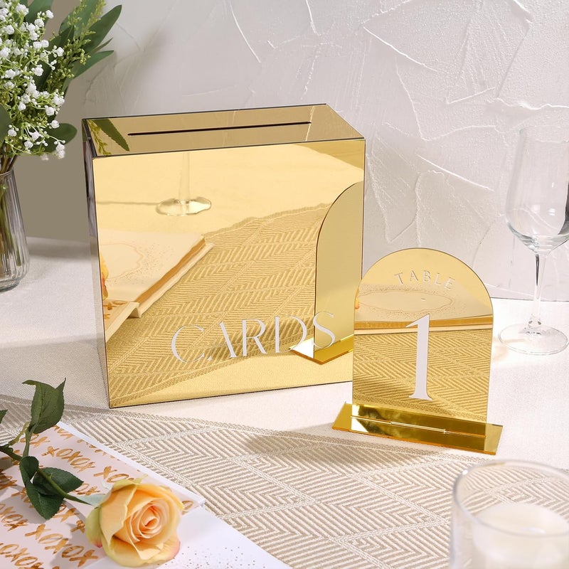 TPGP UNIQOOO 10 Pack Acrylic Gold Mirror Arch Table Sign for Weddings - Image 4