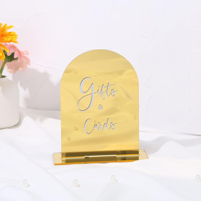 TPGP UNIQOOO 10 Pack Acrylic Gold Mirror Arch Table Sign for Weddings - Image 2