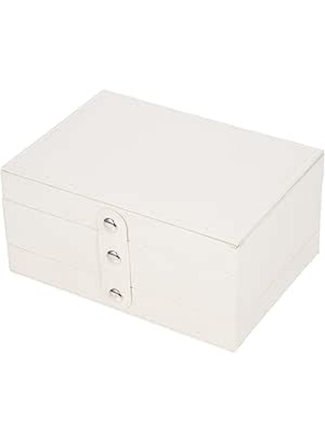 Large Capacity Desktop Jewelry Box Organizer For Necklace And Earring Storage Women Beige - Image 1