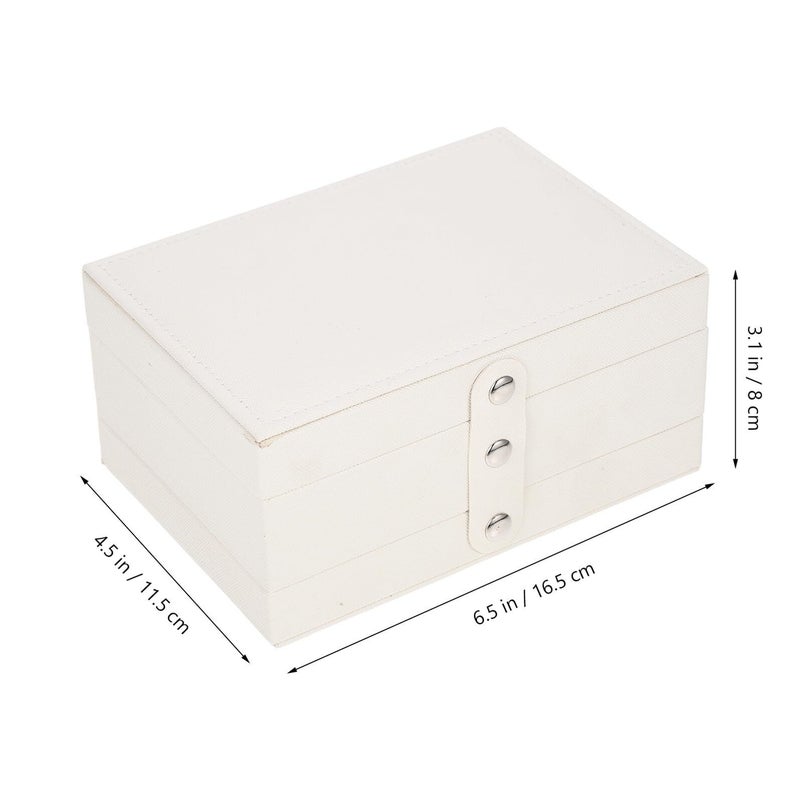 Large Capacity Desktop Jewelry Box Organizer For Necklace And Earring Storage Women Beige - Image 3