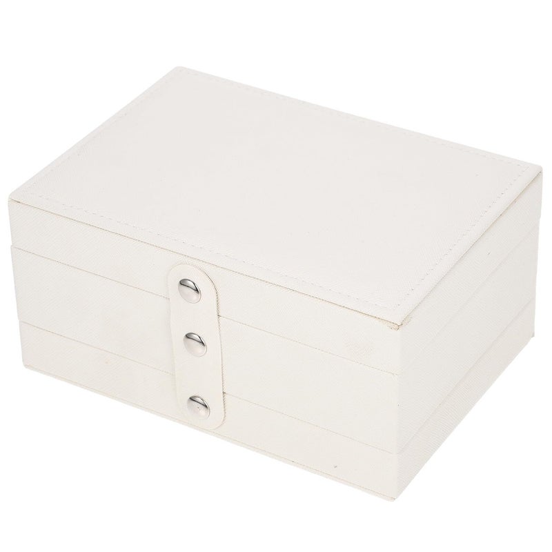 Large Capacity Desktop Jewelry Box Organizer For Necklace And Earring Storage Women Beige - Image 2