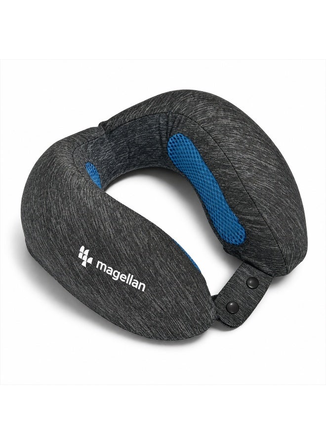 MAGELLAN Travel Neck Pillow – Soft & Ergonomic Neck Support Cushion with Front Snap Closure for Airplane, Car, Train & Office Use - Image 1