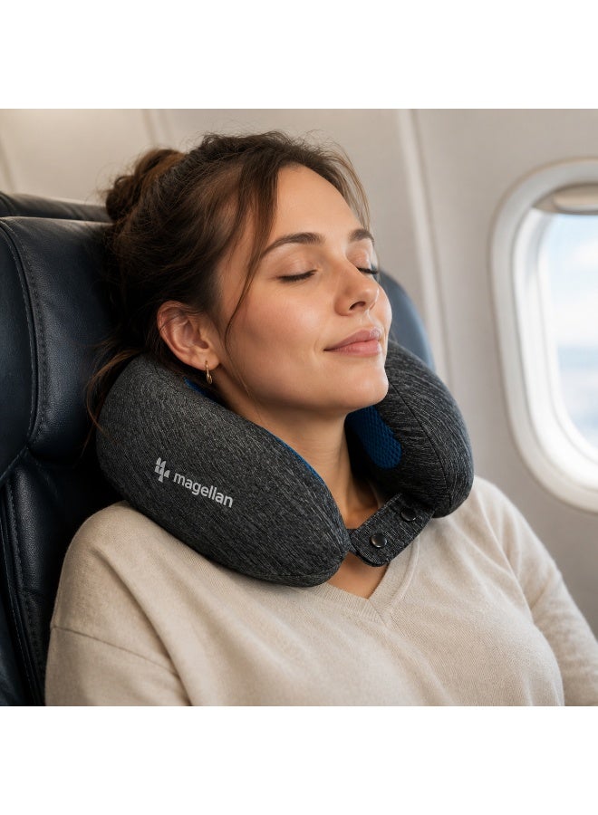 MAGELLAN Travel Neck Pillow – Soft & Ergonomic Neck Support Cushion with Front Snap Closure for Airplane, Car, Train & Office Use - Image 4