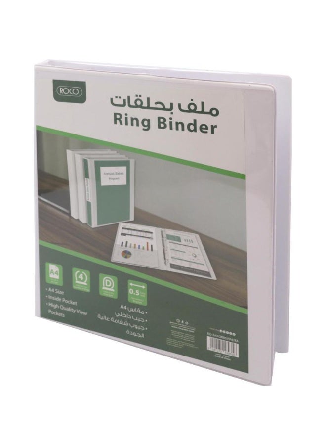 4 "D" Ring Presentation Binder .50 in ( 12.70mm ) A4 Plastic/Pressboard White