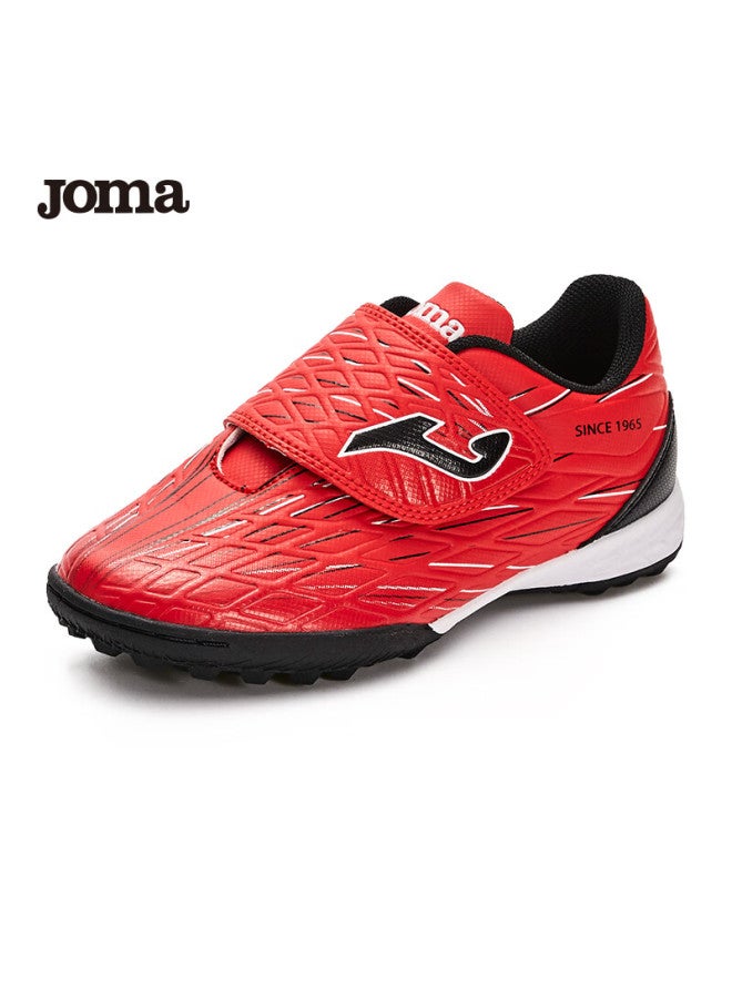 Joma Soccer Shoes For Children, Tf Turf Cleats, Boys And Girls Youth Non-slip Wear-resistant Velcro Football Training Shoes, Red, Size 32 - Image 3