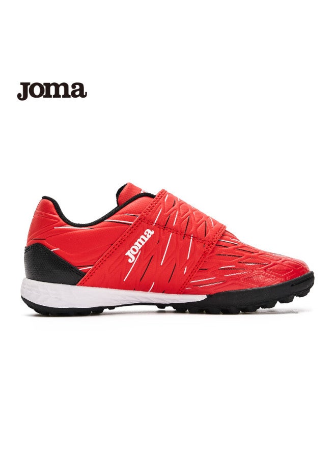 Joma Soccer Shoes For Children, Tf Turf Cleats, Boys And Girls Youth Non-slip Wear-resistant Velcro Football Training Shoes, Red, Size 32 - Image 2