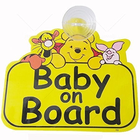 Vadda Baby On Board Sleeping Child/Baby Vehicle Decal, Window Hanging Safety Sign for Car Pooh - Image 1