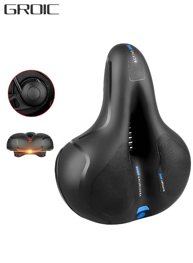 GROIC Comfortable Bike Seat Cushion -Bicycle Seat for Men Women with Dual Shock Absorbing Ball Memory Foam Waterproof Wide Bicycle Saddle Fit for Stationary/Exercise/Indoor/Mountain/Road Bikes  - Image 1