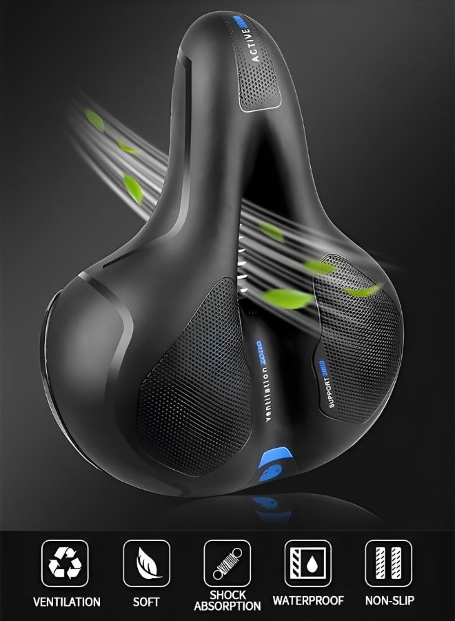 GROIC Comfortable Bike Seat Cushion -Bicycle Seat for Men Women with Dual Shock Absorbing Ball Memory Foam Waterproof Wide Bicycle Saddle Fit for Stationary/Exercise/Indoor/Mountain/Road Bikes  - Image 2
