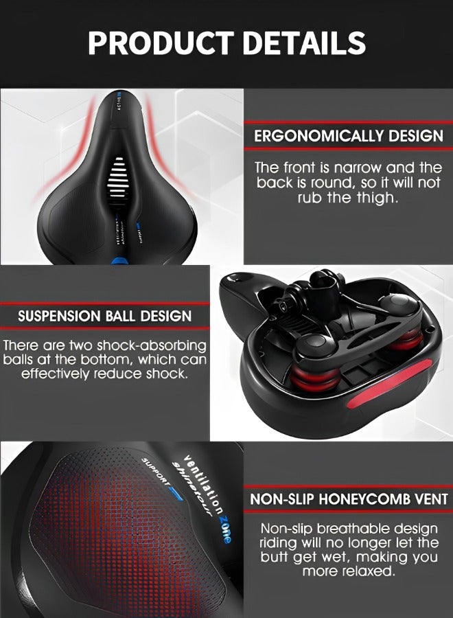 GROIC Comfortable Bike Seat Cushion -Bicycle Seat for Men Women with Dual Shock Absorbing Ball Memory Foam Waterproof Wide Bicycle Saddle Fit for Stationary/Exercise/Indoor/Mountain/Road Bikes  - Image 4