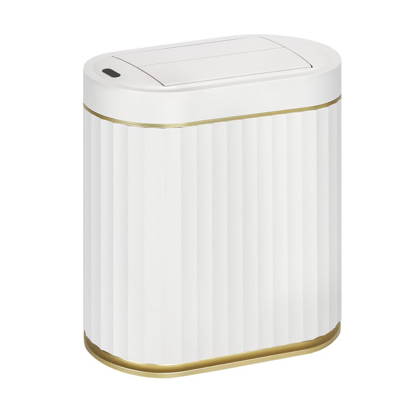 SYNCVIBE Bathroom Trash Can with Butterfly Lid 2 Gallon Sensor Trash can, IPX5 Waterproof Garbage Can, Automatic Slim Trash Bin, Under-Counter Wastebasket, Bathroom Decor for Bedroom, White Gold - Image 1