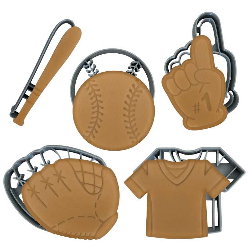 MOOSE GOODS Moose Goods Baseball Cookie Cutter Set of 5  Sports Shapes  Stamp Jersey  Sneaker Cookie Cutters 