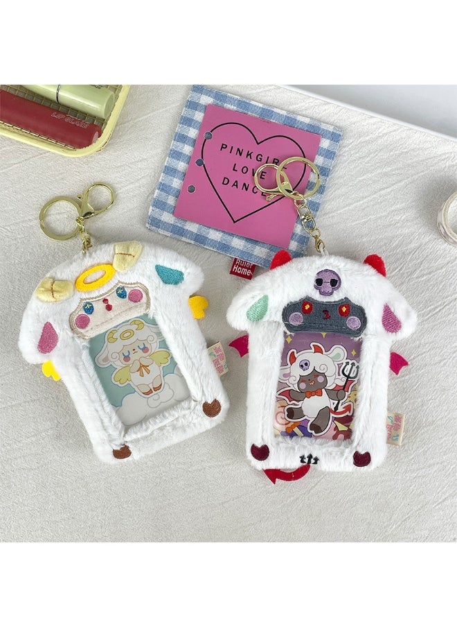 NIBEMINENT 1 - Piece Cartoon Devil Kpop Photo Card Holder Pendant Key Chain ID Badge Holder ID Card Holder Photo Card Protector for School ID Office ID Access Card for Women Girls  - Image 2