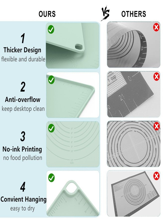 IYYI Silicone Baking Mat, Dough Rolling Mat, Pastry Mat for Rolling Dough, Silicone Rolling Mats for Pizza, Pie, Macaron, Bread (Sage Green, 24"×16") - Image 4