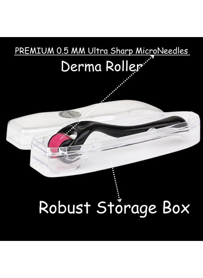 Crescent Premium Derma Roller With 540 Titanium Micro Needles For Beard Regrowth| Hair Regrowth|Facial Rejuvenation| Reducing Rrinkles And Stratch Marks| Size: 0.5 Mm|Men & Women| Black| Pack Of 1 - Image 2