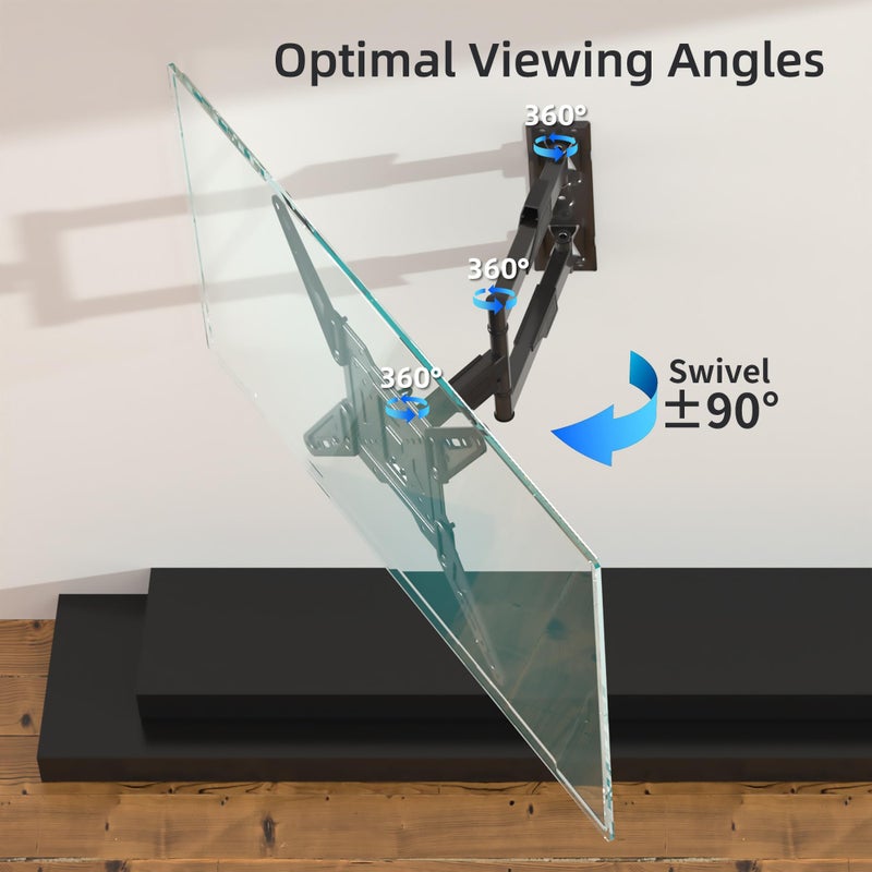 XINLEI TV Wall Bracket Tilt, Swivel TV Wall Mount, Wall TV Stand for Most 26-55 Inch Flat Curved TVs, Extendable Wall Bracket for TV up to 31.8kg, Max VESA 400x400 (MAP3) - Image 2