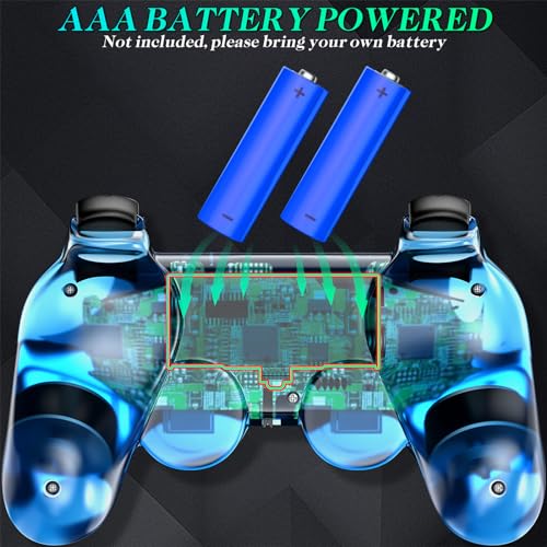 Degulan Wireless Controller Compatible with PS-2 Console, Remote Gamepad for Play 2 (ClearRed and ClearBlue) - Image 5