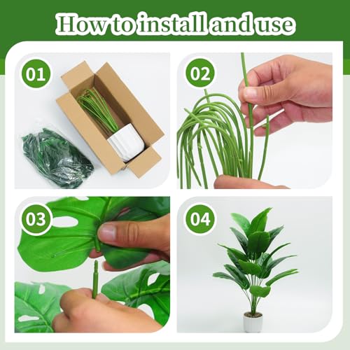Freyalife 28“ Fake Plant Artificial Banana Tree for Room Decor, Faux Potted Plants Indoor for Home Living Bedroom Aesthetic Farmhouse Dorm Office Classroom and Outdoor Garden Porch Balcony Decor - Image 3