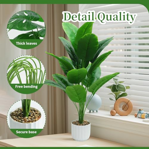 Freyalife 28“ Fake Plant Artificial Banana Tree for Room Decor, Faux Potted Plants Indoor for Home Living Bedroom Aesthetic Farmhouse Dorm Office Classroom and Outdoor Garden Porch Balcony Decor - Image 2